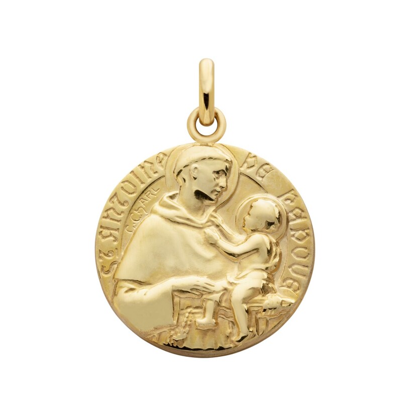 Médaille Arthus Bertrand Saint Antoine de Padoue 18 mm or jaune poli