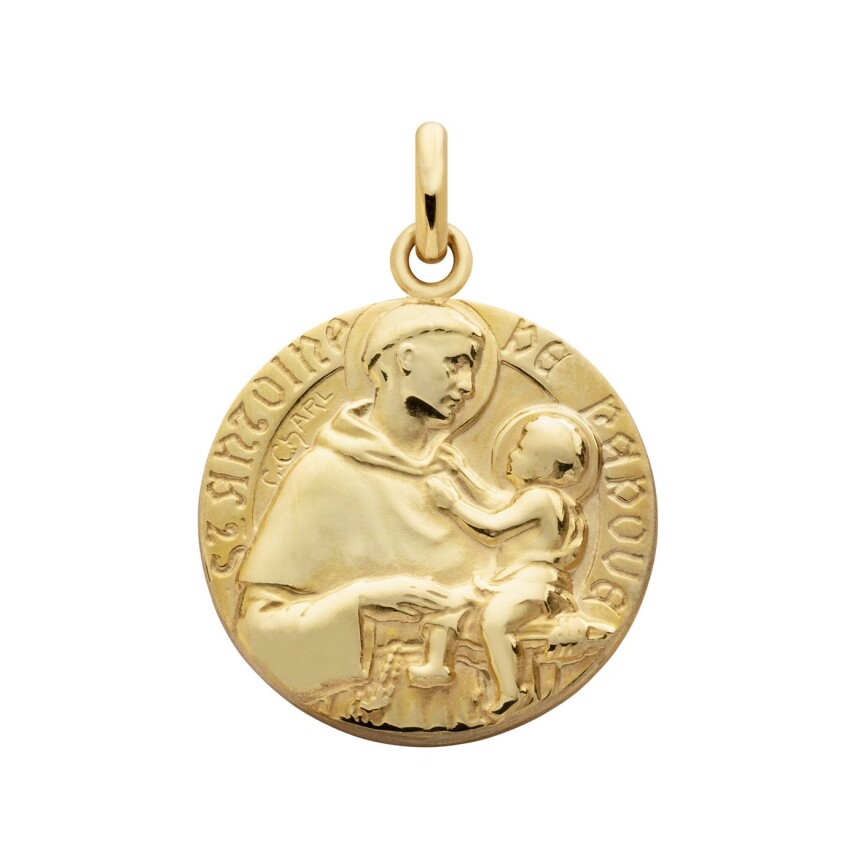 Arthus Bertrand Saint Antoine de Padoue medal, 18mm, polished yellow gold