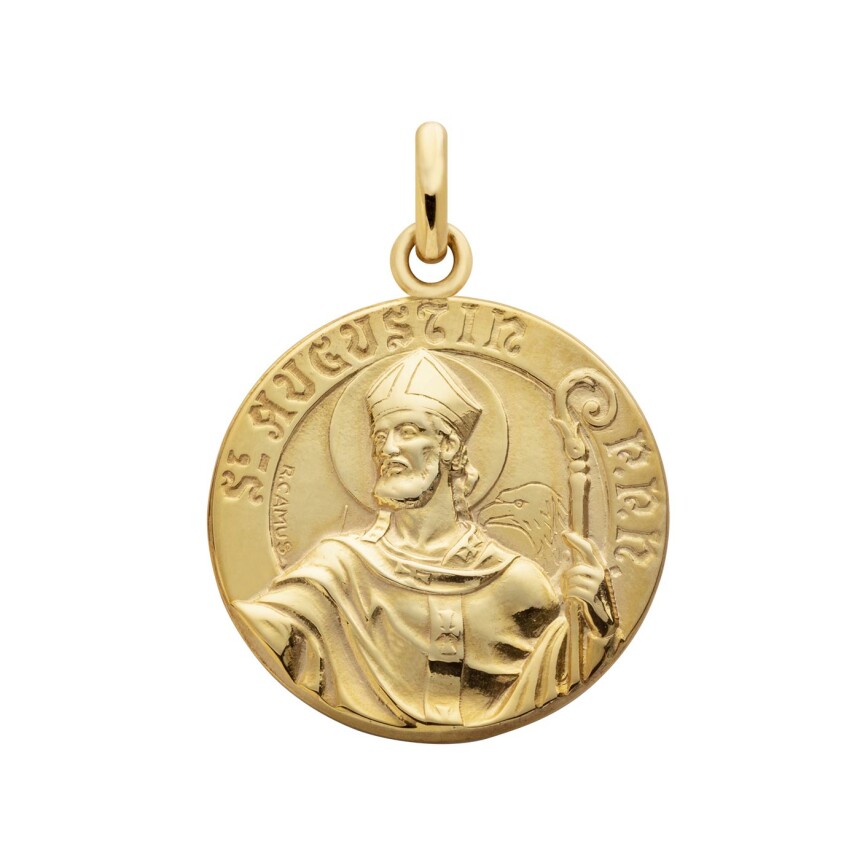 Arthus Bertrand Saint Augustin medal, 18mm, polished yellow gold