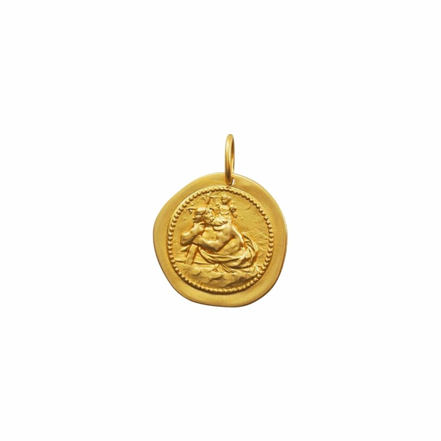 Arthus Bertrand Saint Christophe de Pécou medal, 2 sides, 18mm, sandblasted yellow gold