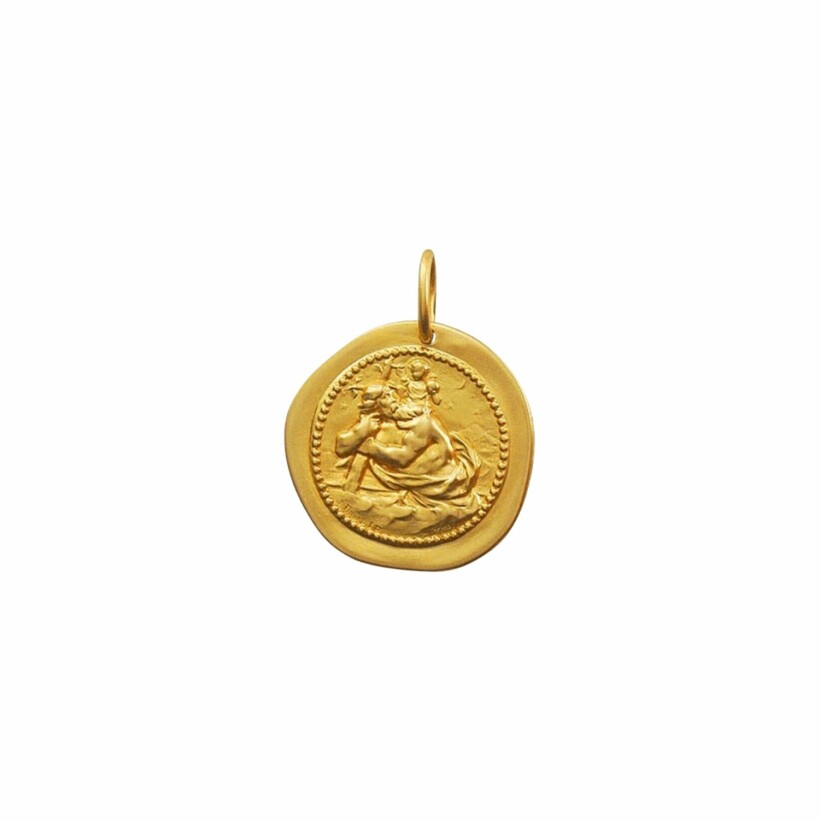 Médaille Arthus Bertrand Saint Christophe de Pécou 2 faces 18 mm or jaune sablé