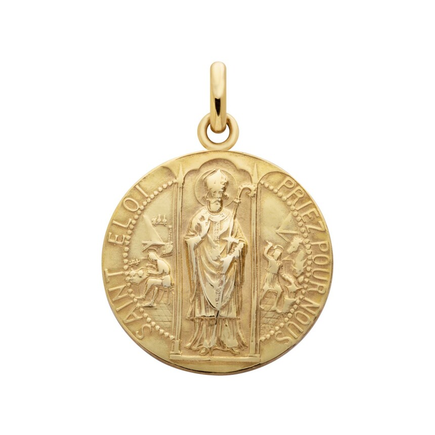 Arthus Bertrand Saint Eloi medal, 18mm, polished yellow gold