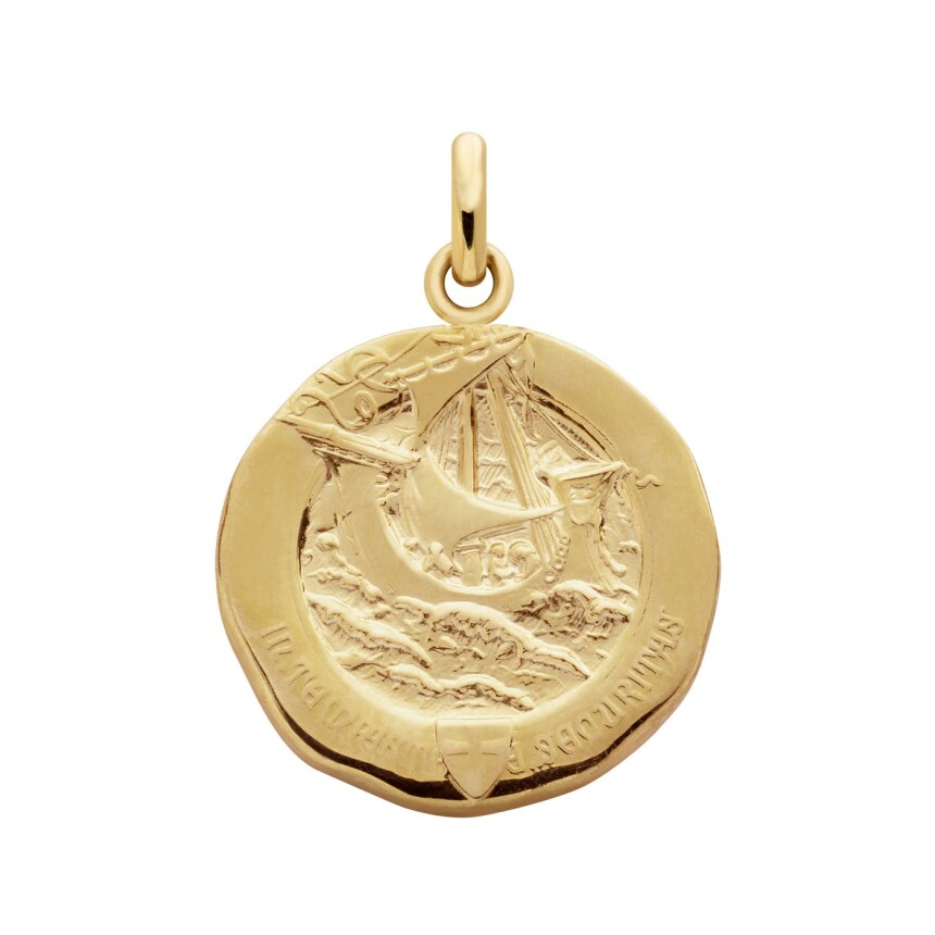 Arthus Bertrand Saint Georges medal, 2 sides, 18mm, polished yellow gold