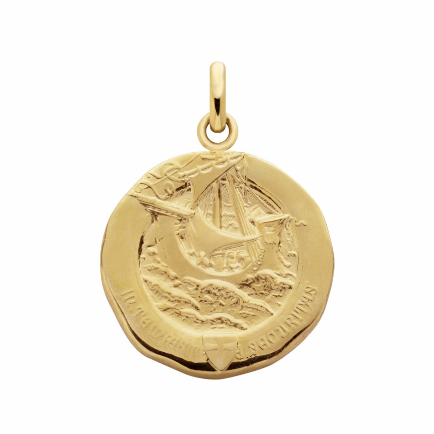 Arthus Bertrand Saint Georges medal, 2 sides, 18mm, polished yellow gold