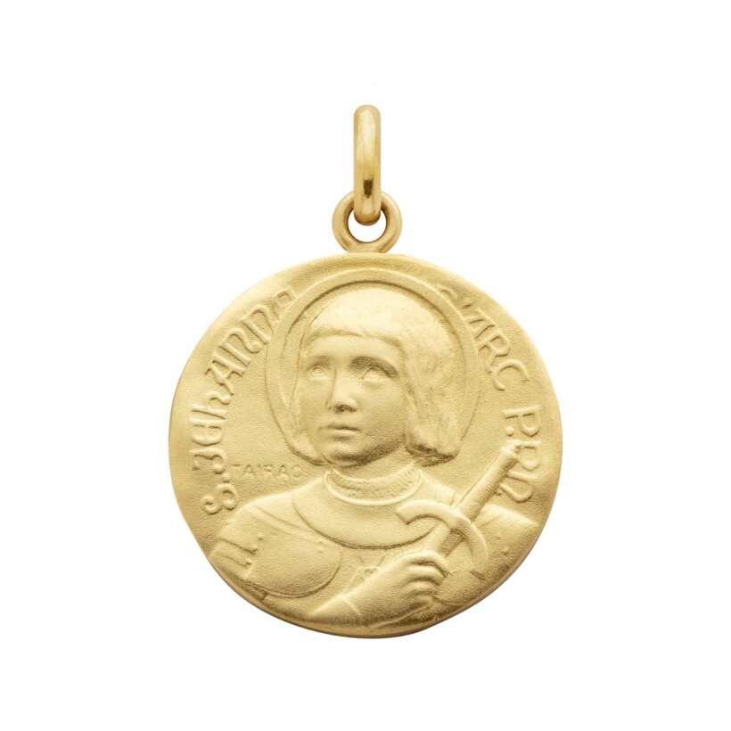 Médaille Arthus Bertrand Sainte Jeanne d'Arc 18 mm or jaune sablé