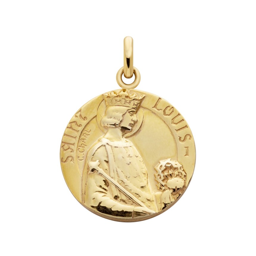 Arthus Bertrand Saint Louis of Charles medal, 18mm, polished yellow gold