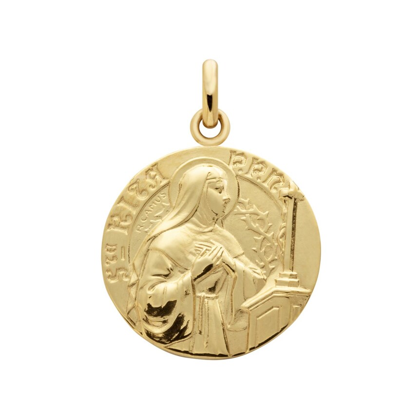 Arthus Bertrand Sainte Rita medal, 18mm, polished yellow gold