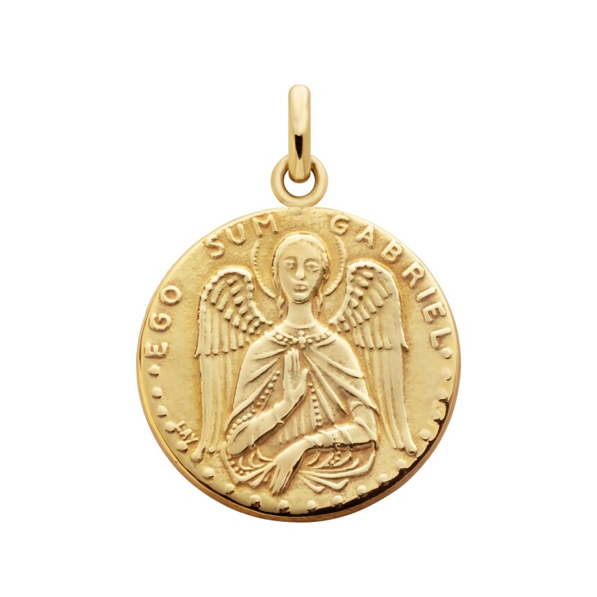 Arthus Bertrand Archangel Gabriel medal, 18mm, polished yellow gold