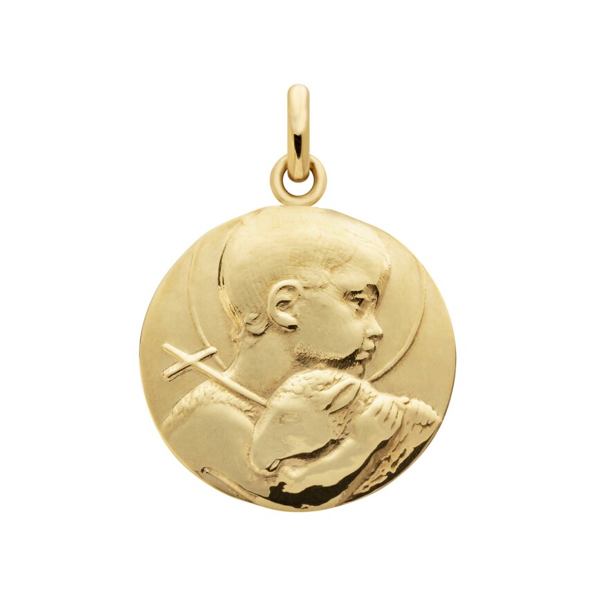 Arthus Bertrand Saint Jean Baptiste of Guzman medal, 18mm, polished yellow gold