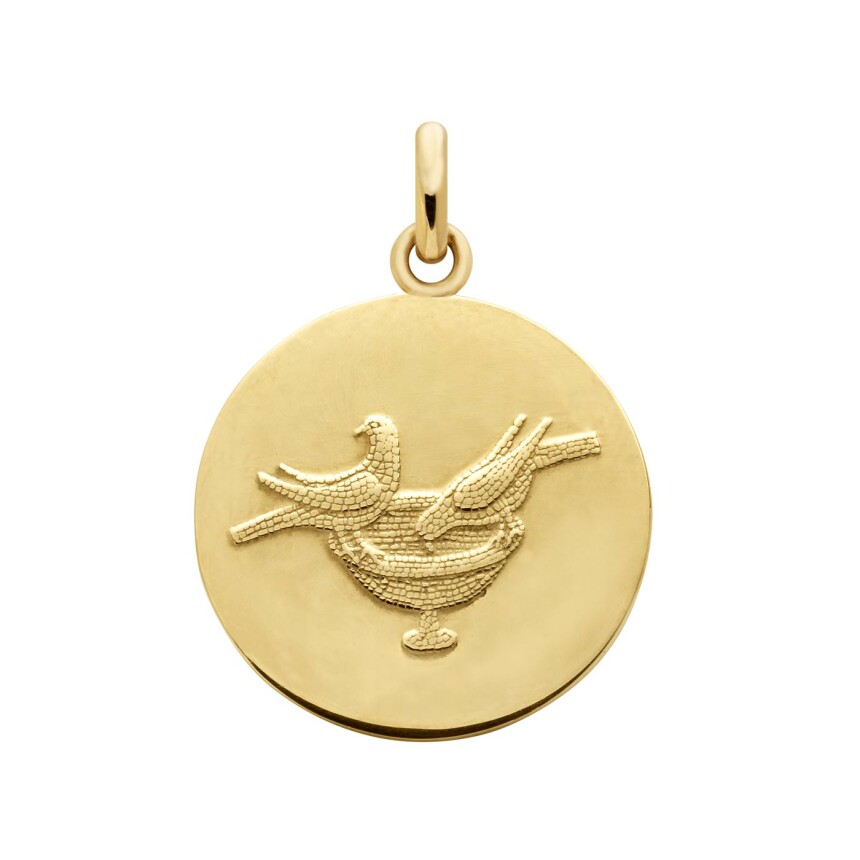 Médaille Arthus Bertrand Colombes de Ravenne 18 mm or jaune poli