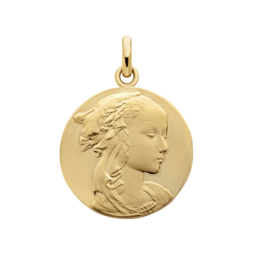 Arthus Bertrand Adorazione virgin medal, 18mm, polished and sandblasted yellow gold