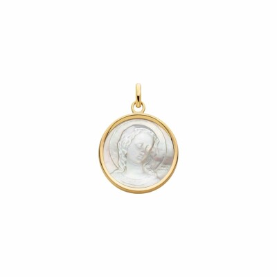 Médaille Arthus Bertrand Vierge Virgo Amabilis nacre 19 mm or jaune poli