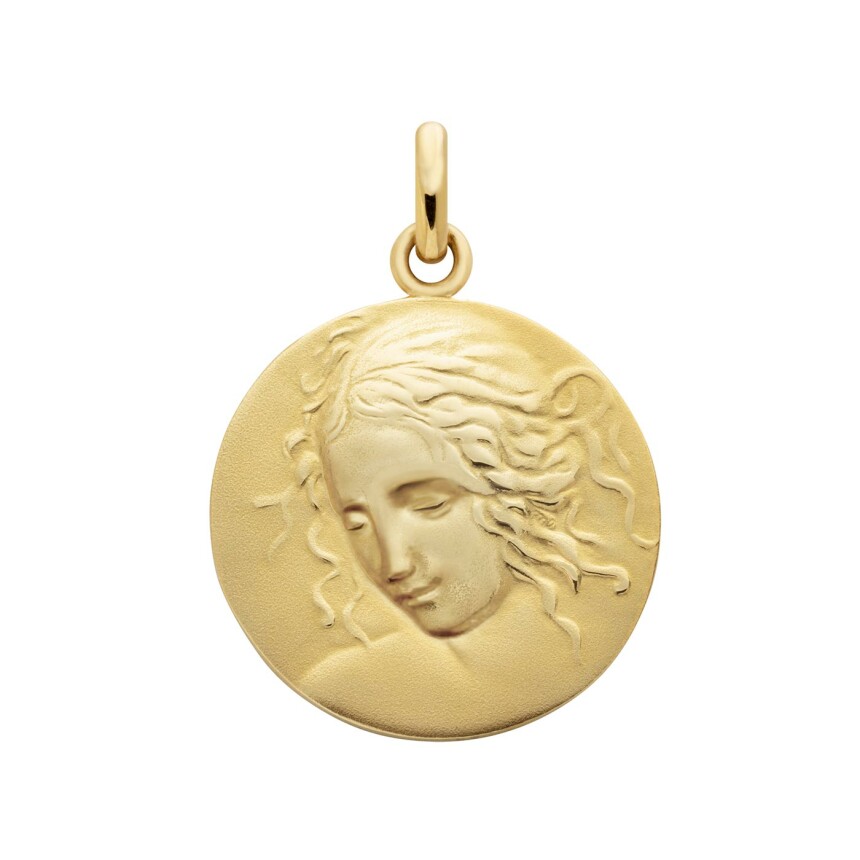 Arthus Bertrand Vinci's virgin medal, 18mm, polished and sandblasted yellow gold