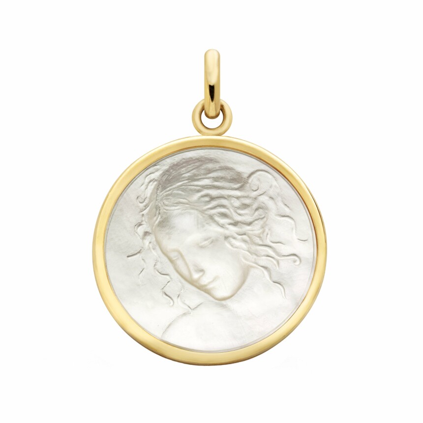 Arthus Bertrand Vinci's virgin medal, 19mm, mother-of-pearl and yellow gold