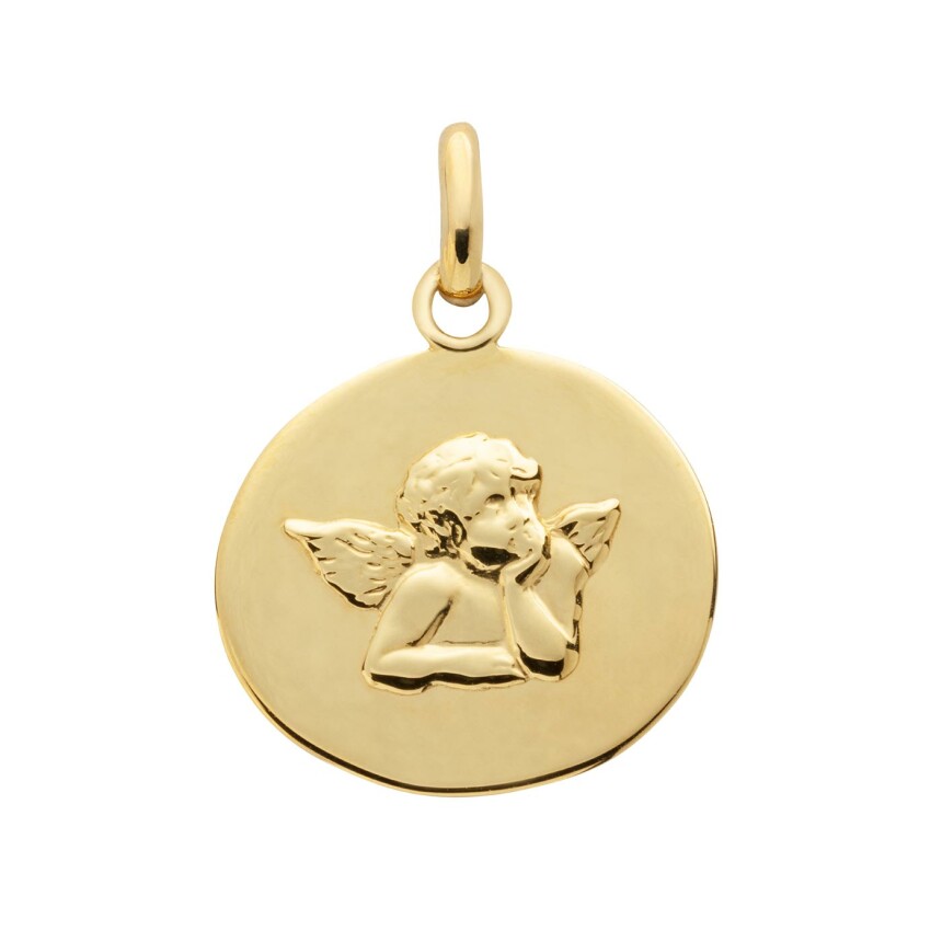 Arthus Bertrand medal, Raphael’s angel pebble, 18 mm, polished yellow gold