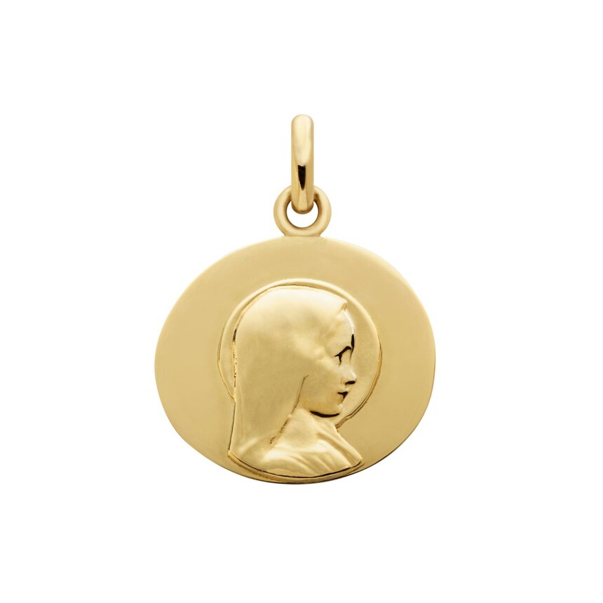 Arthus Bertrand young virgin pebble medal, 16mm, polished yellow gold