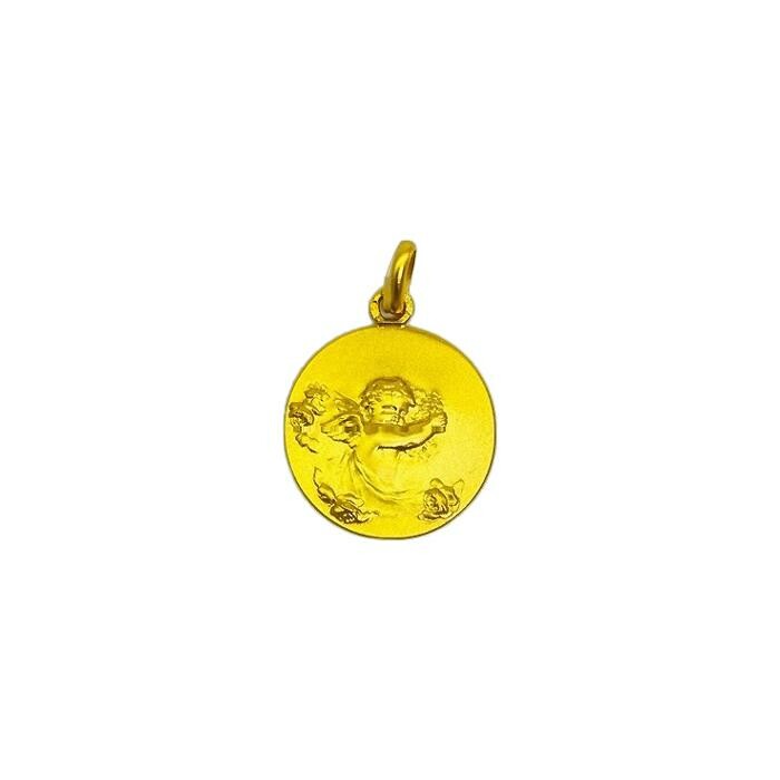 Médaille Arthus Bertrand Ange aux Fleurs 18 mm or jaune sablé