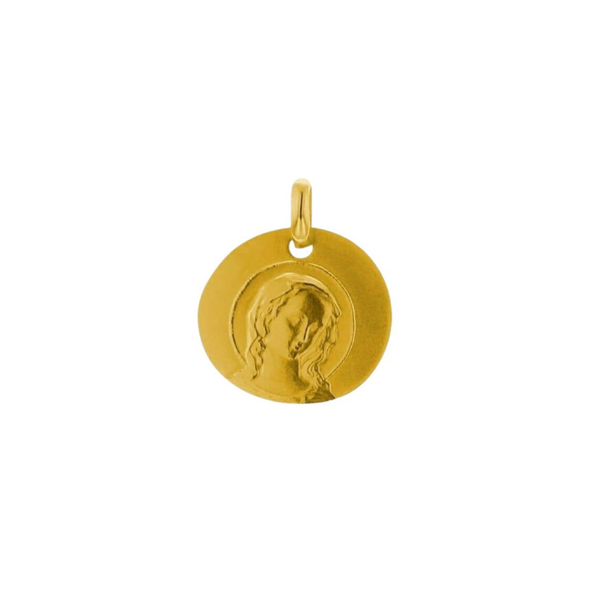Arthus Bertrand Virgo Amabilis virgin pebble medal, 16mm, sandblasted yellow gold