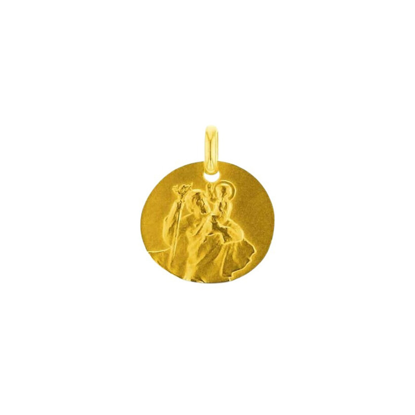 Medal Arthus Bertrand Galet Saint Christophe 16 mm Sandblasted yellow gold