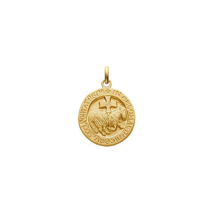 Médaille Arthus Bertrand Agneau de Cluny F. mince 18 mm or jaune sablé