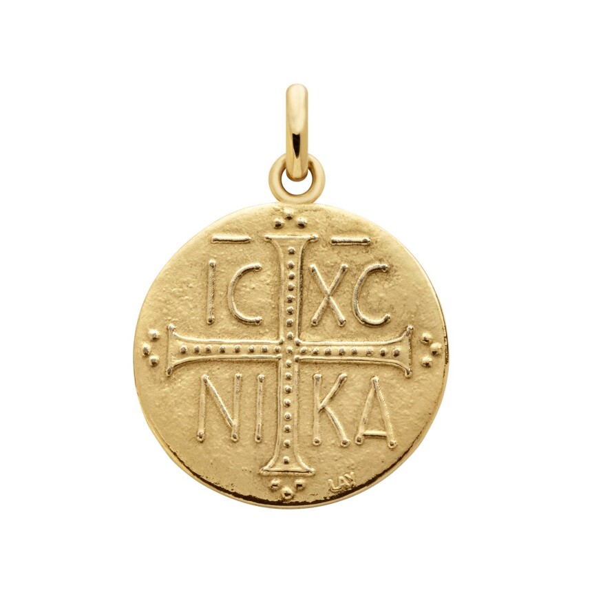 Arthus Bertrand Victorious Christ medal, 18mm, polished yellow gold