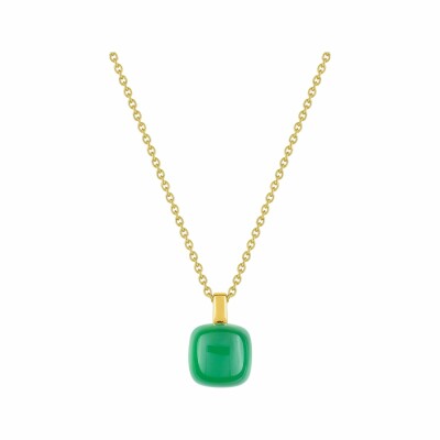 Collier en or jaune et agate verte