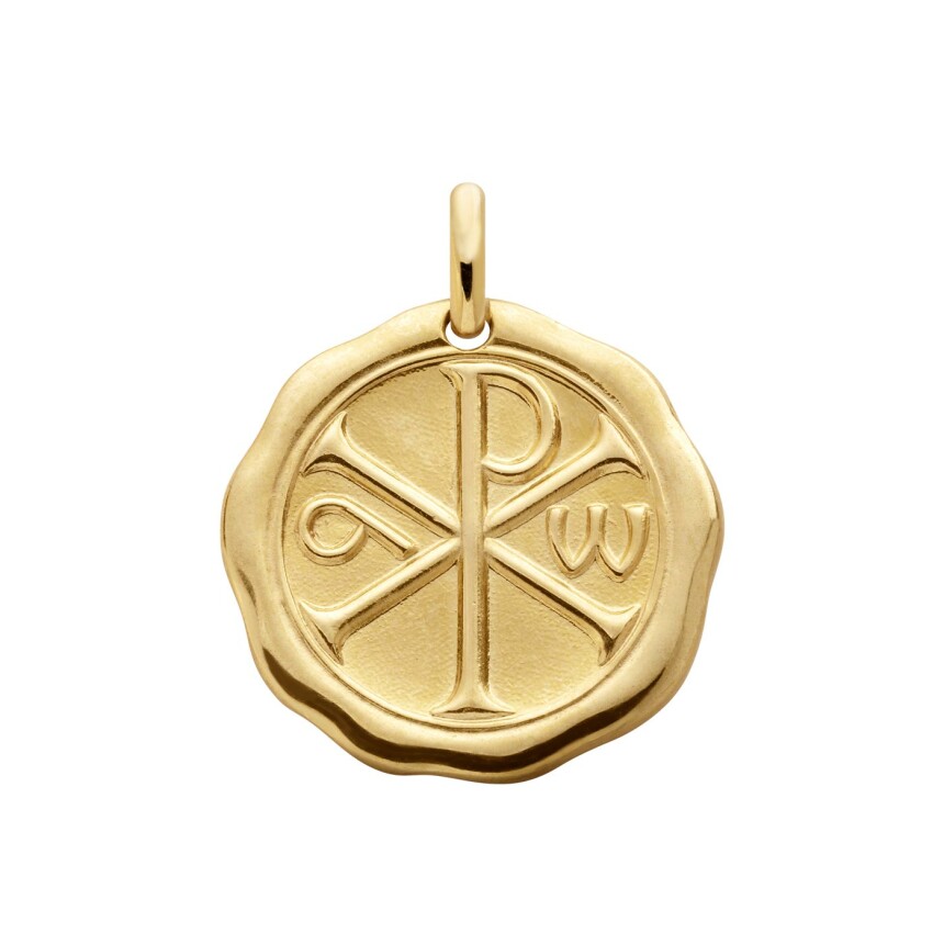 Arthus Bertrand Christ monogramm medal, 18mm, polished yellow gold