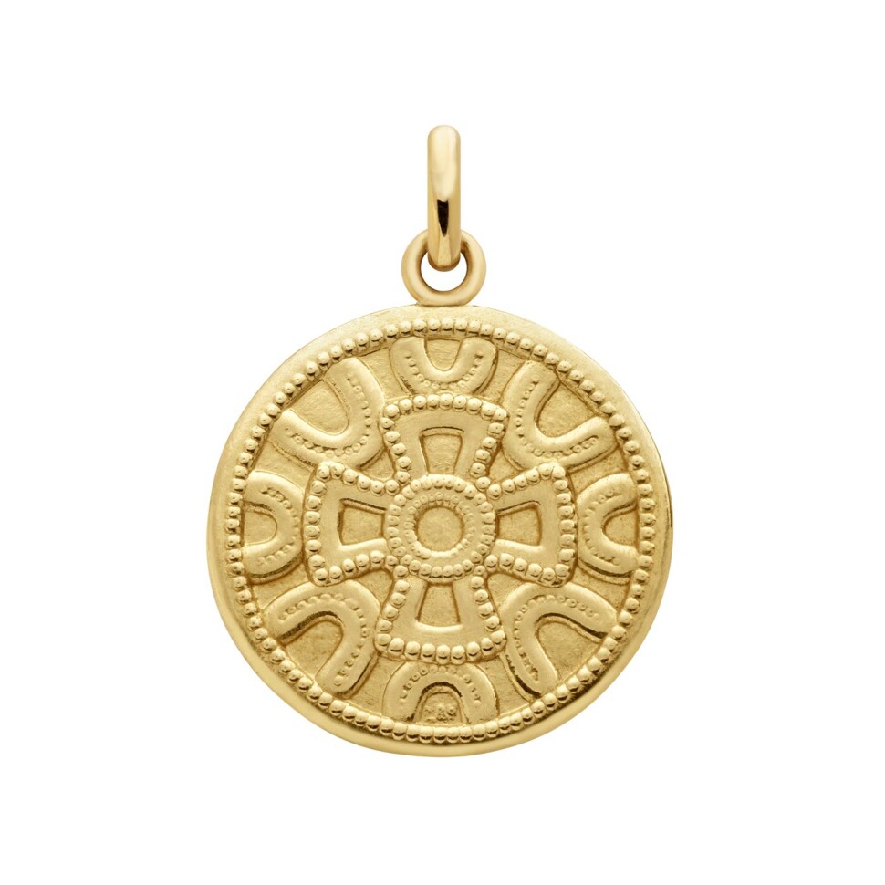 Arthus Bertrand medal, merovingian motif, 18mm, polished yellow gold