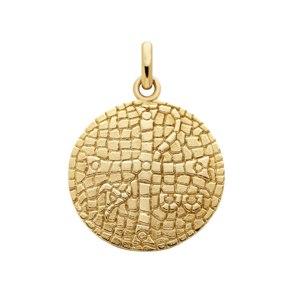 Arthus Bertrand Alpha and Omega mosaic of Sbeïtla medal, 18mm, polished yellow gold