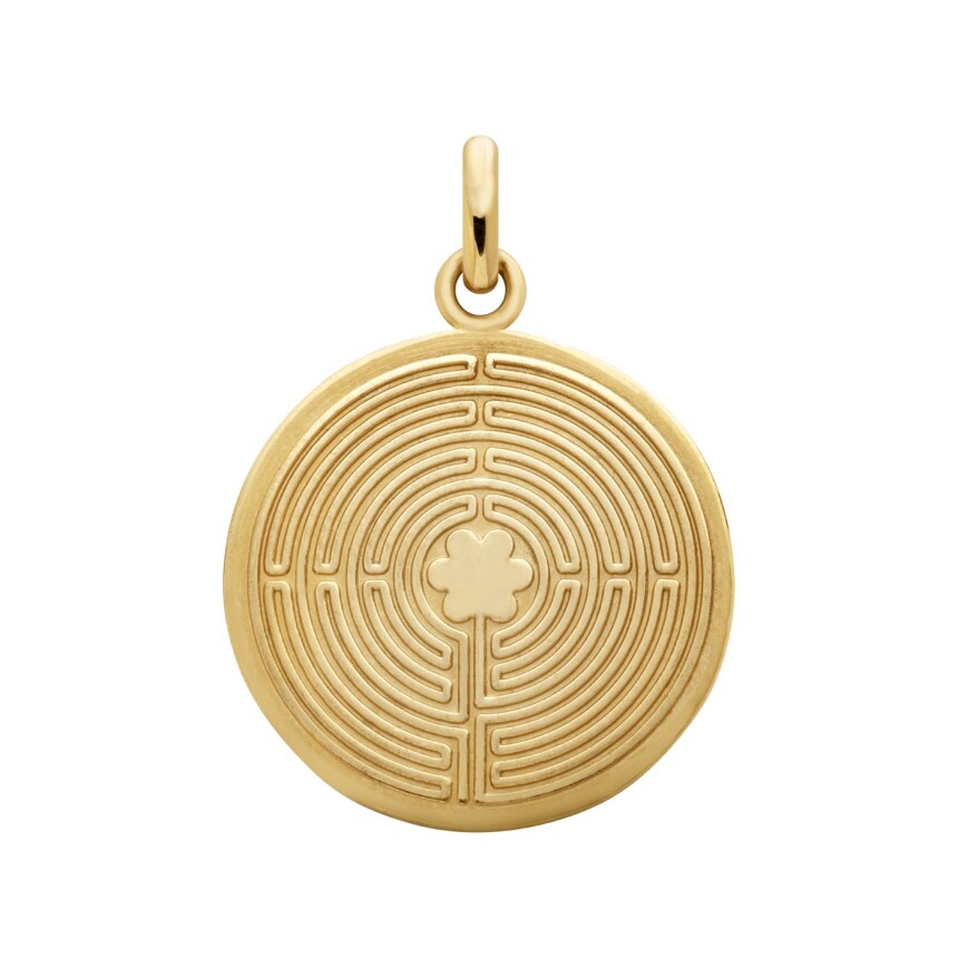 Arthus Bertrand medal, Labyrinth of Chartres pendant, 18mm, polished yellow gold