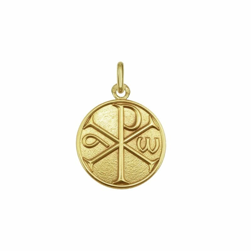 Arthus Bertrand Chrism medal, 18mm, polished yellow gold