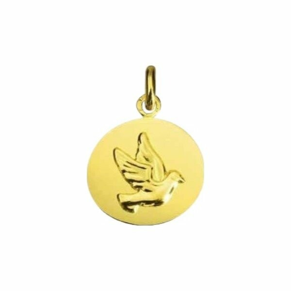 Arthus Bertrand pebble dove medal, 16mm, polished yellow gold