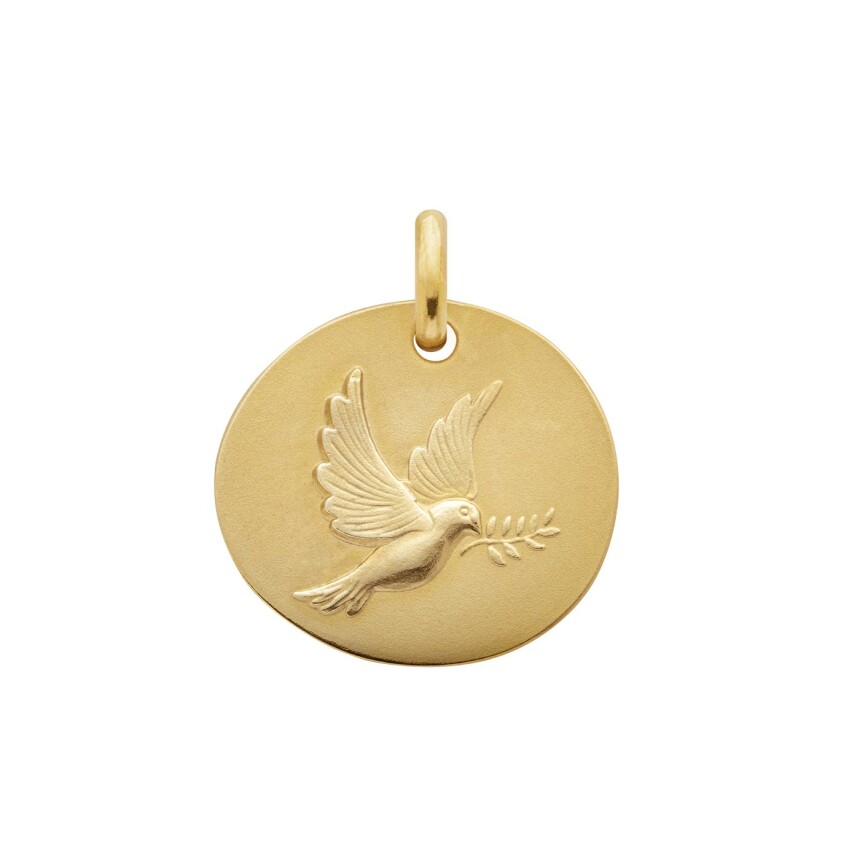 Médaille Arthus Bertrand Galet Colombe 16 mm or jaune sablé