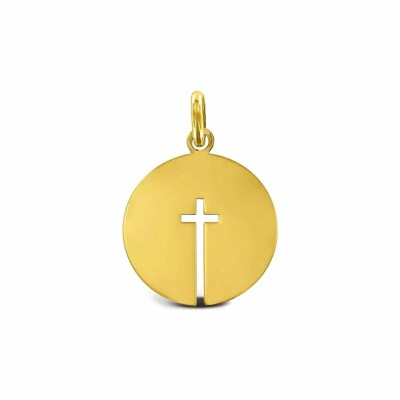 Pendentif Arthus Bertrand Croix Ouverte F. mince 14 mm or jaune poli