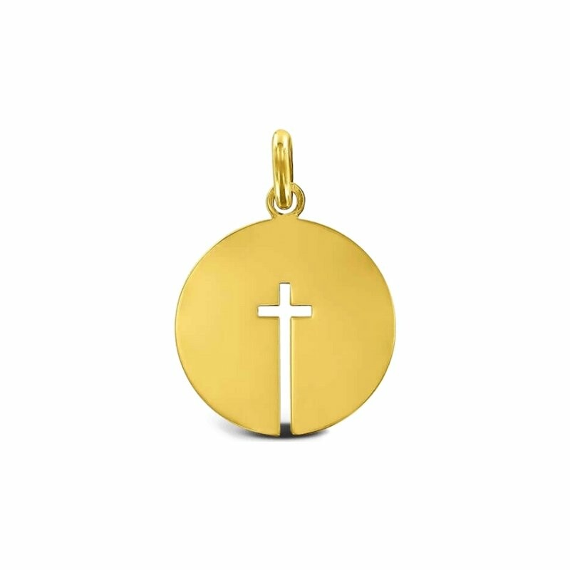 Arthus Bertrand Open Cross pendant, 14mm, polished yellow gold