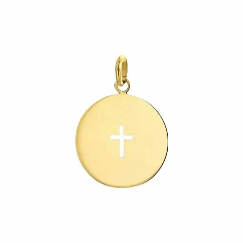 Arthus Bertrand Open Cross pendant, 18mm, polished yellow gold