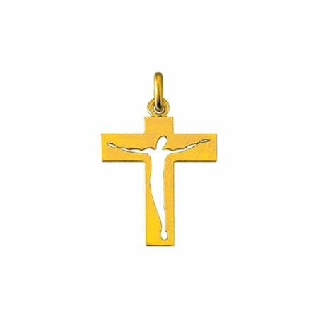 Pendentif Arthus Bertrand Croix Christ ajouré 22 mm or jaune