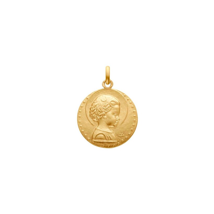 Médaille Arthus Bertrand Jésus adolescent en or jaune sablé, 18mm