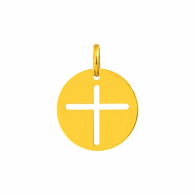 Médaille de baptême Augis Croix en or jaune, 16mm