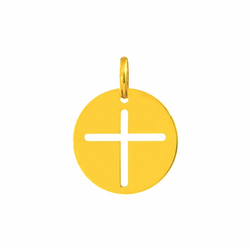Médaille de baptême Augis Croix en or jaune, 16mm
