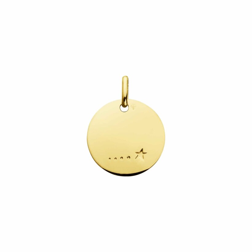 Médaille Augis Plaque ronde étoile en or jaune, 16mm