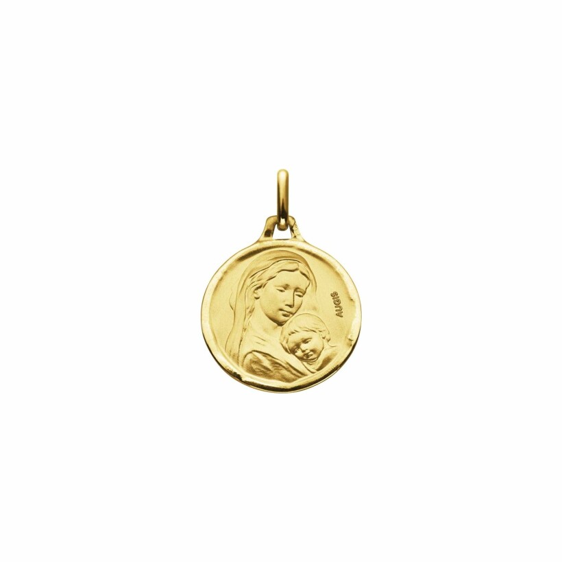 Médaille Augis Vierge à l'enfant en or jaune, 16mm