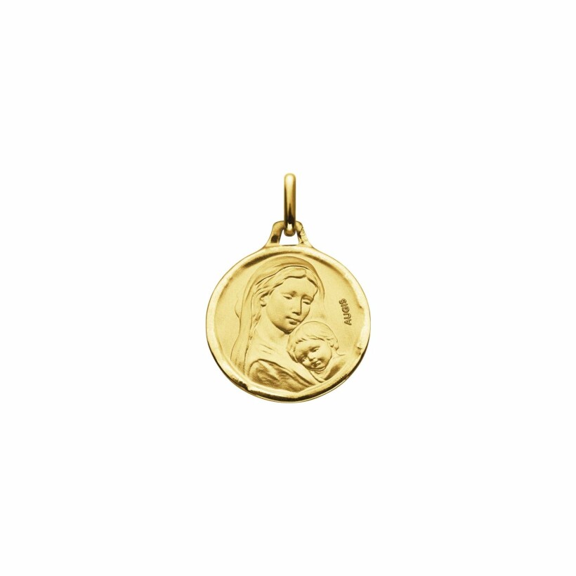 Médaille Augis Vierge à l'enfant en or jaune, 18mm