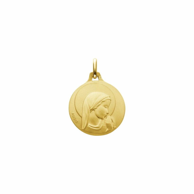 Médaille Augis Vierge profil droit ronde en or jaune, 16mm