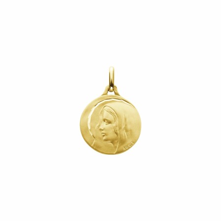 Médaille Augis Vierge profil auréolée facetée en or jaune, 16mm