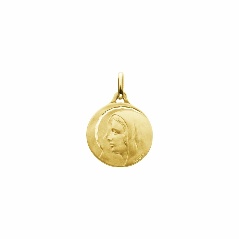 Médaille Augis Vierge profil auréolée facetée en or jaune, 16mm