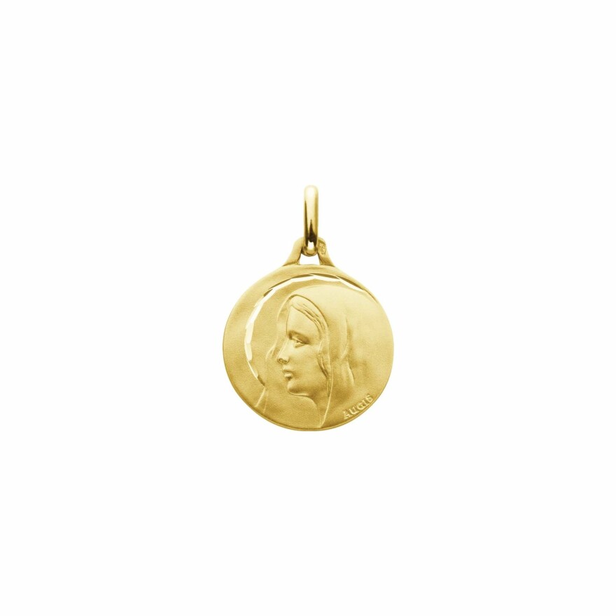 Médaille Augis Vierge profil auréolée facetée en or jaune, 16mm