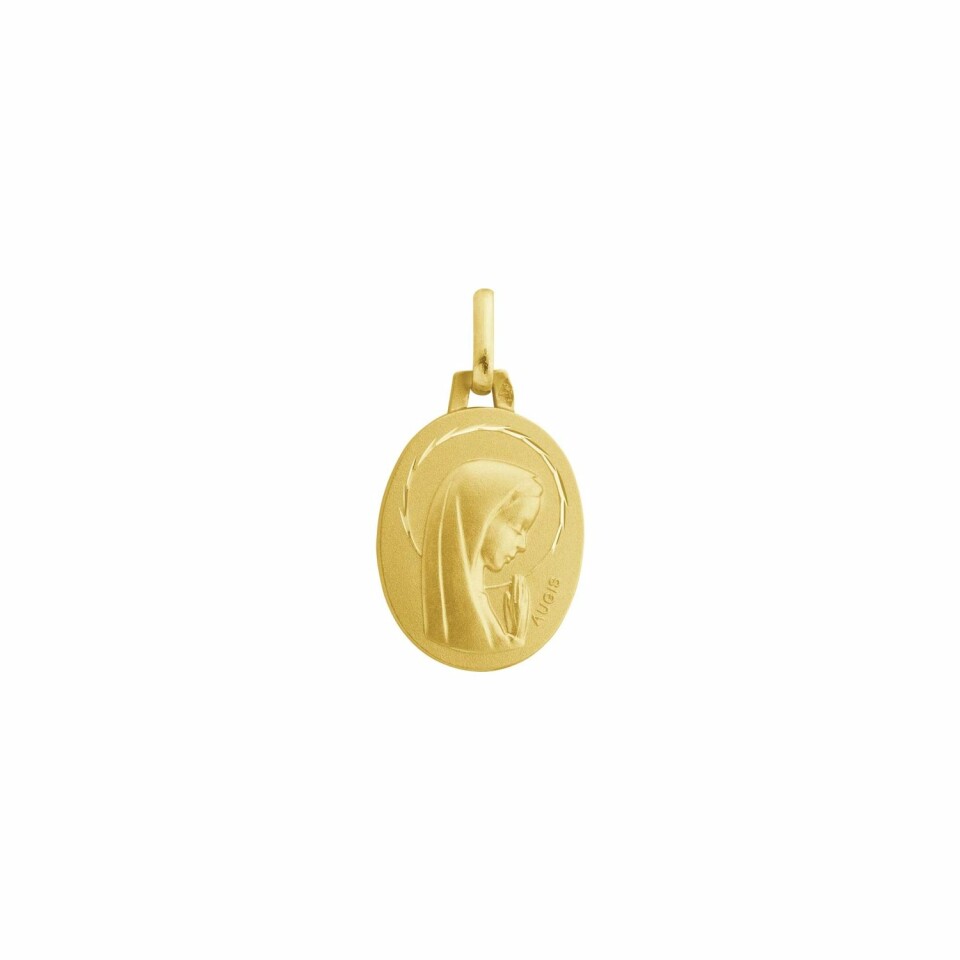 Médaille Augis Vierge ovale auréolée facetée en or jaune, 16mm