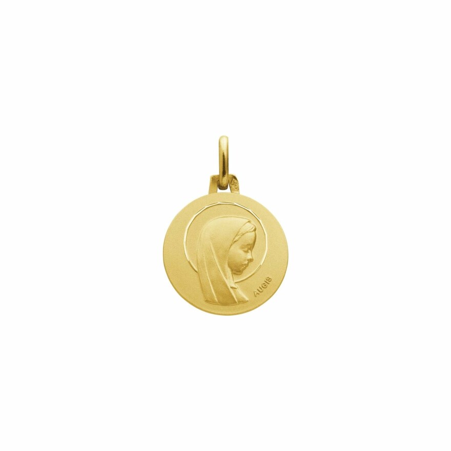 Médaille Augis Vierge auréolée ronde facetée en or jaune, 16mm