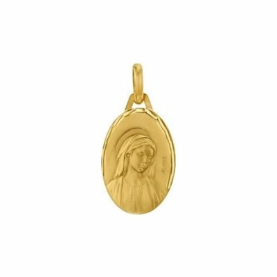 Médaille de baptême Augis ovale Vierge Marie en or jaune, 18x13mm